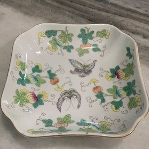 Beautiful Vintage Porecelain Pumpkin And Butterfly Candy Dish Andrea By Sadek